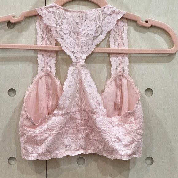 FREE PEOPLE Gallon Lace Bralette Size S Pink Stretch Nylon Racerback MSRP$20 - Picture 4 of 6